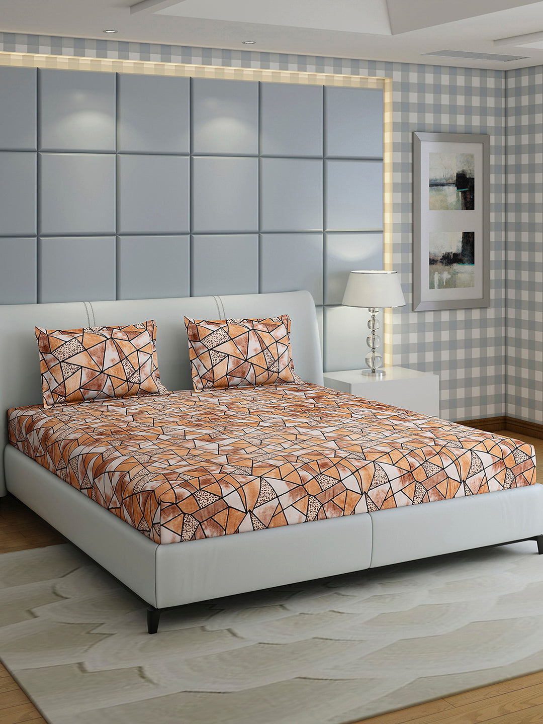 349 GSM 100% Polyester King Bed 1 Bedsheet with 2 Pillow Cover (Carnival)