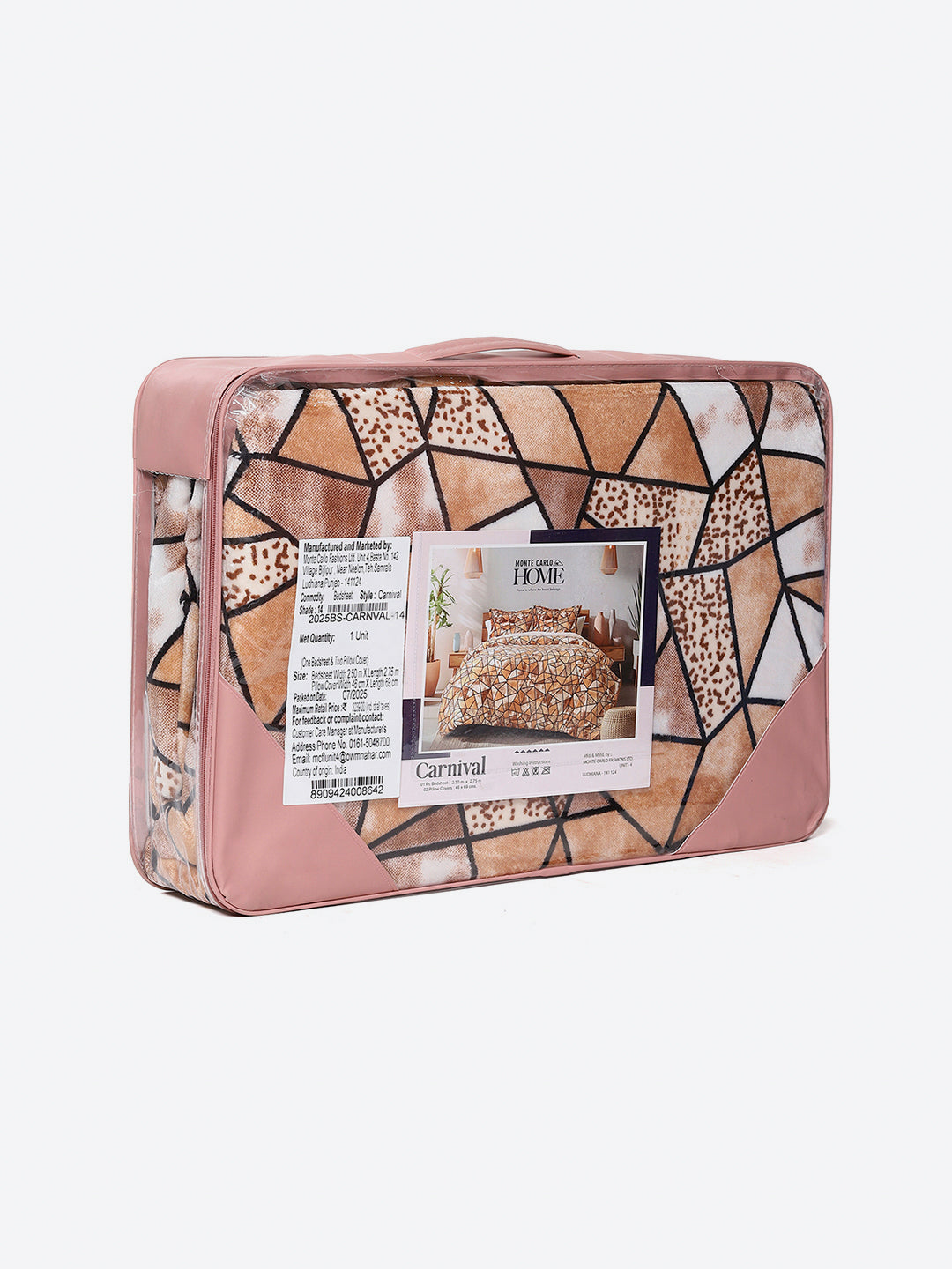 349 GSM 100% Polyester King Bed 1 Bedsheet with 2 Pillow Cover (Carnival)