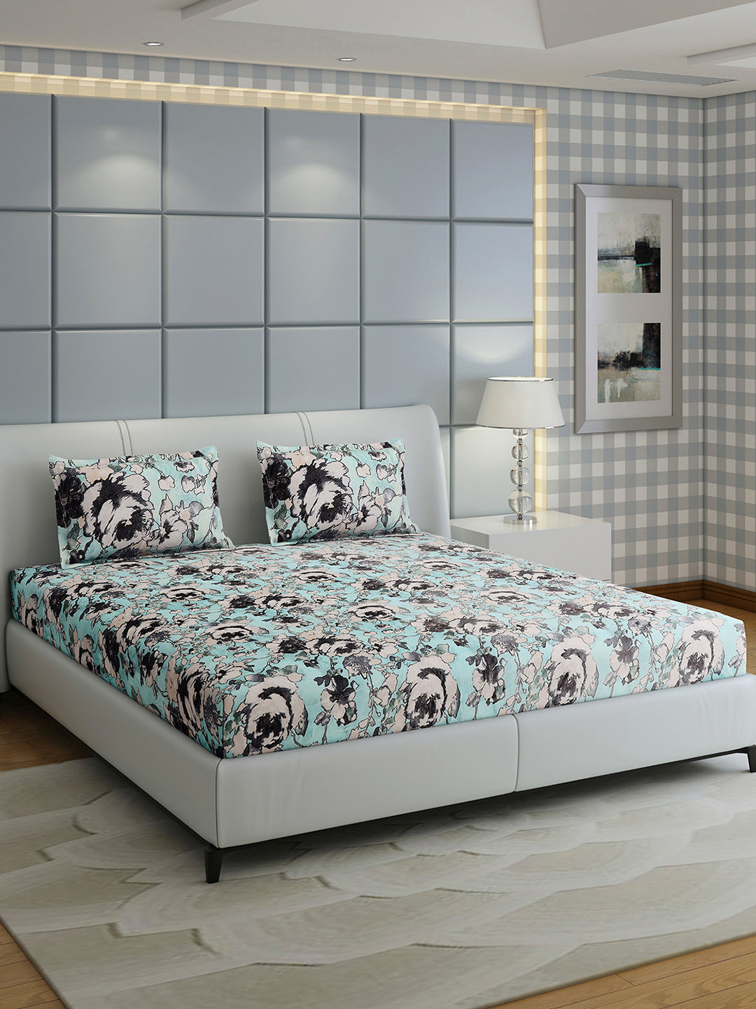 349 GSM Polyester King Bed 1 Bedsheet with 2 Pillow Cover (Carnival)