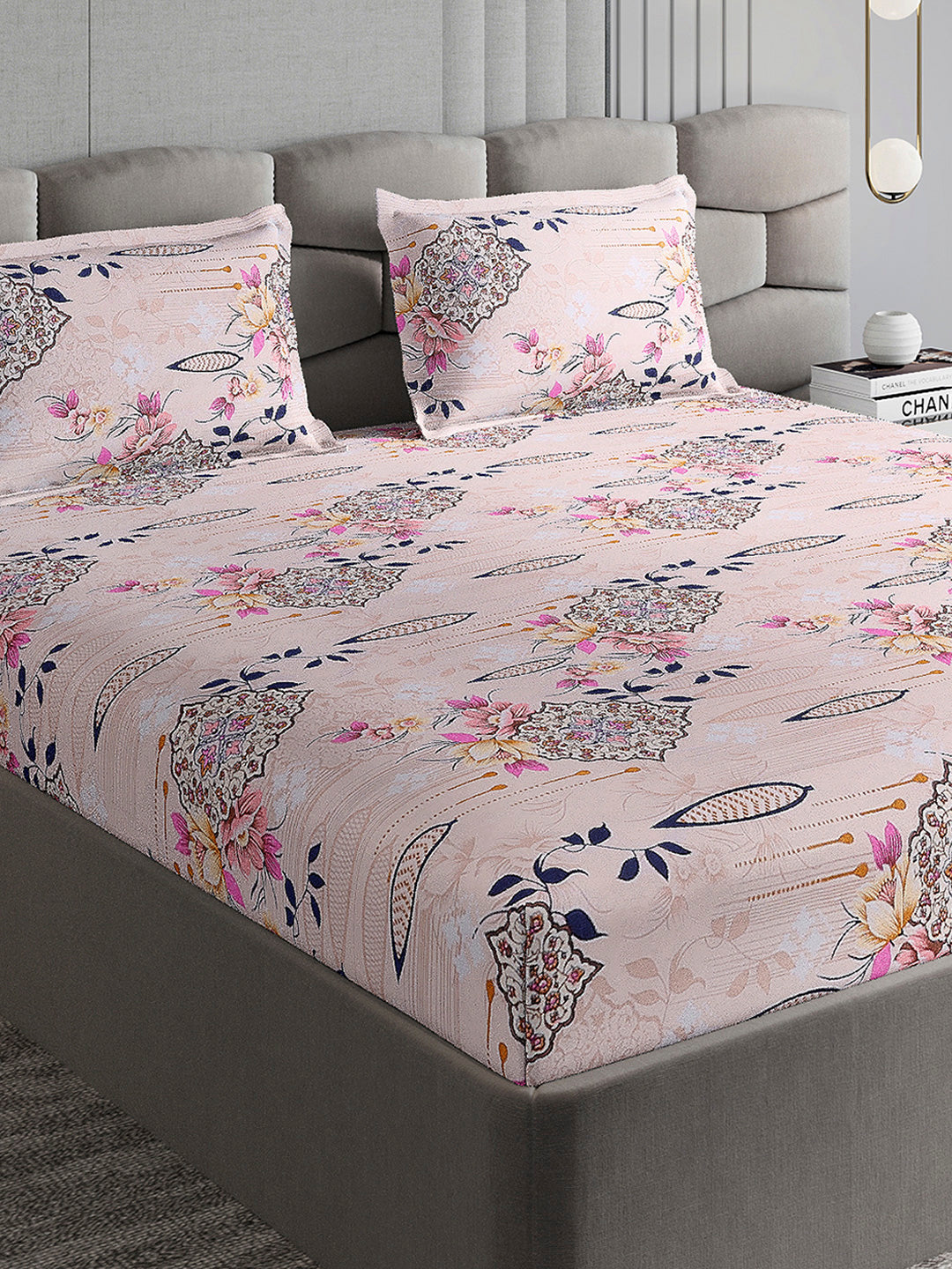 155 GSM Micro Double Bed 1 Bedsheet with 2 Pillow Cover (Clare)