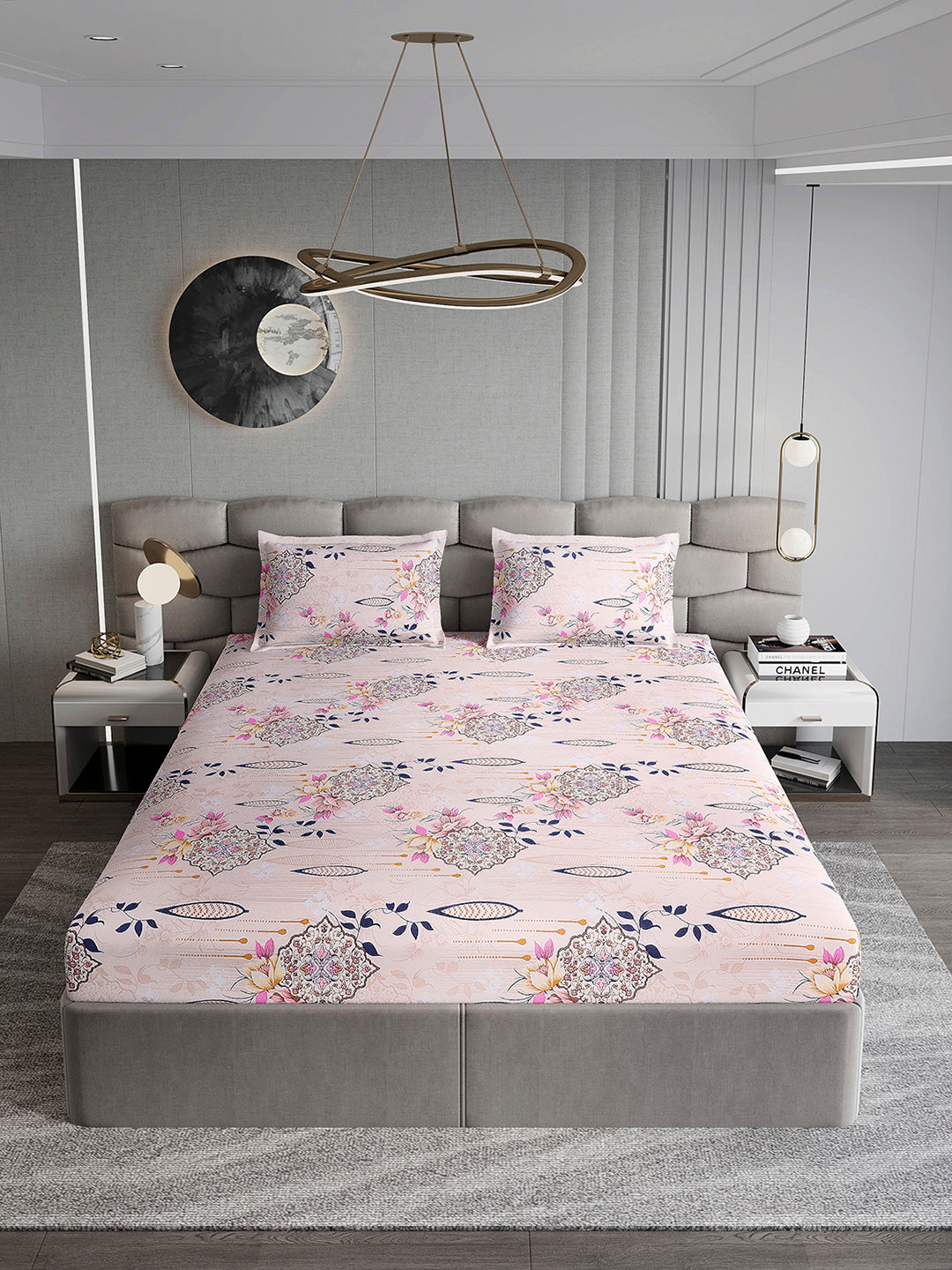 155 GSM Micro Double Bed 1 Bedsheet with 2 Pillow Cover (Clare)