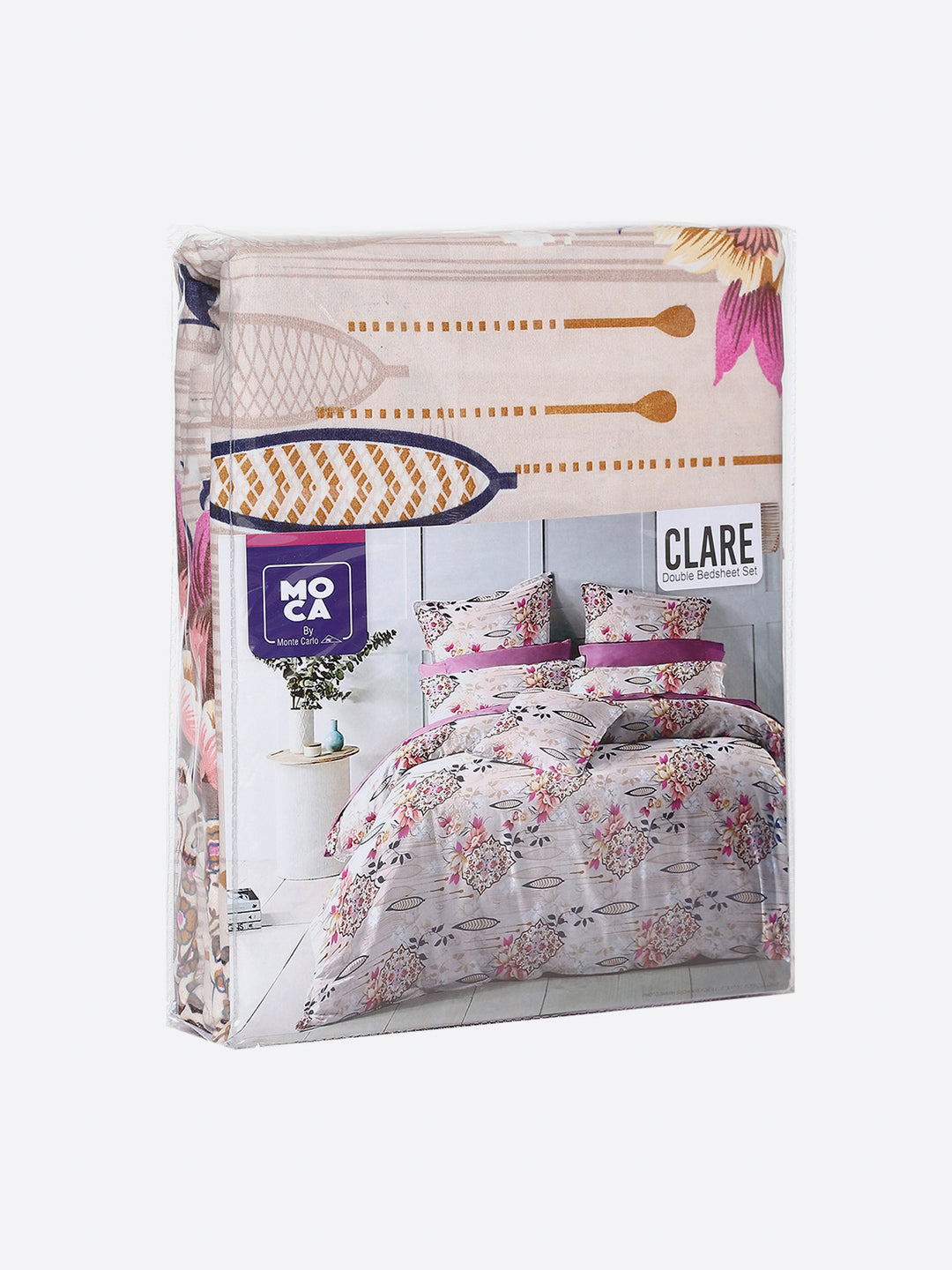 155 GSM Micro Double Bed 1 Bedsheet with 2 Pillow Cover (Clare)