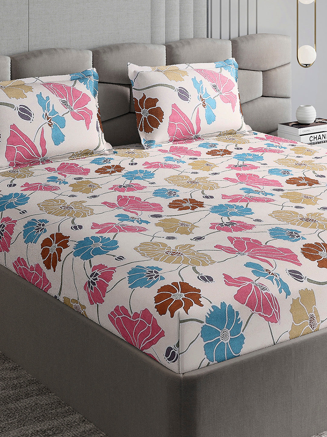 155 GSM Micro Double Bed 1 Bedsheet with 2 Pillow Cover (Clare)