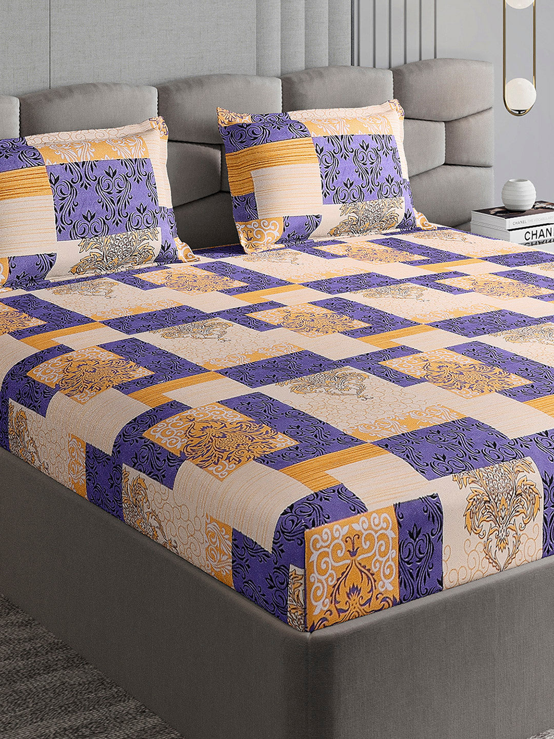 155 GSM Micro Double Bed 1 Bedsheet with 2 Pillow Cover (Clare)