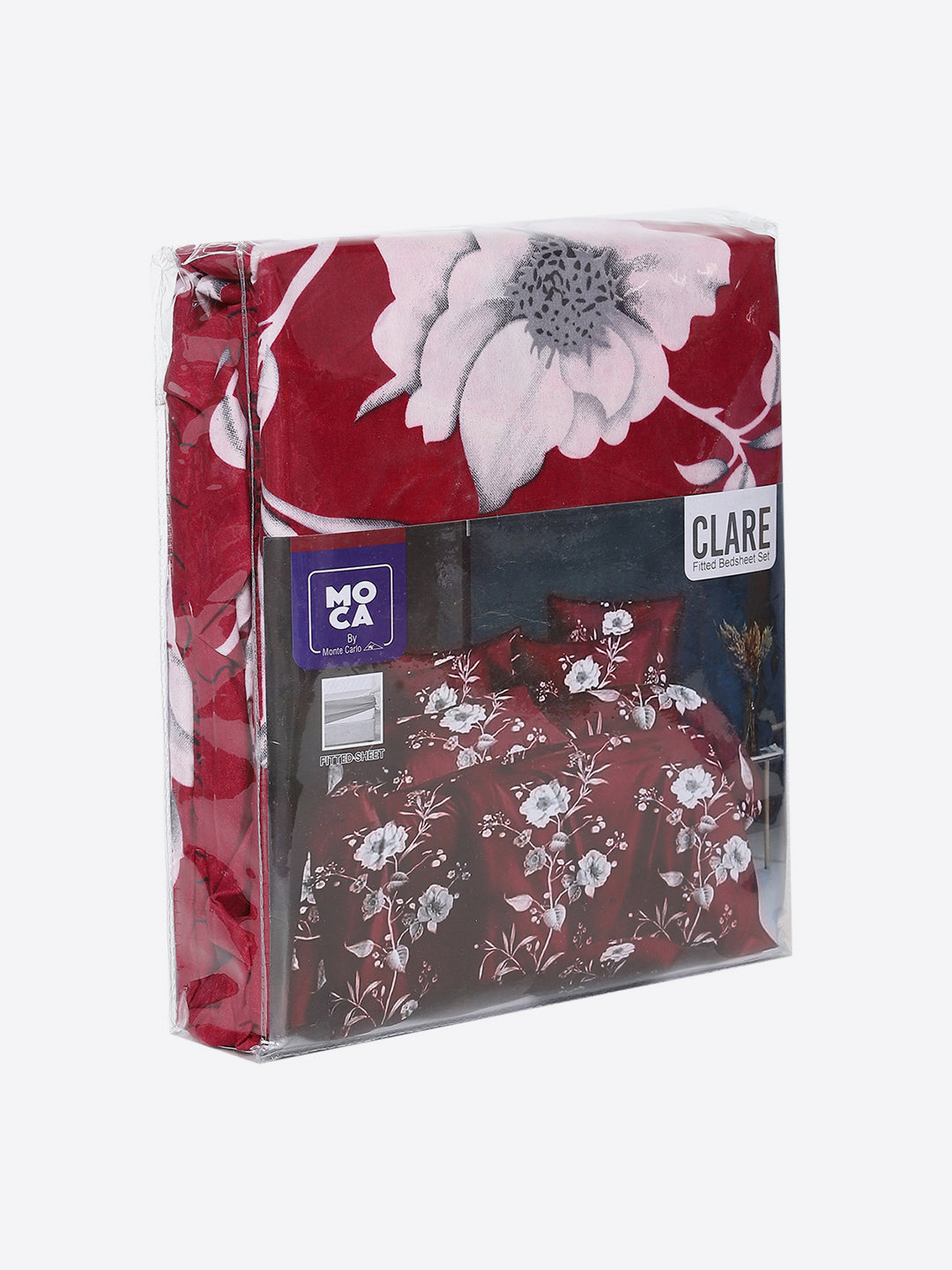 254 GSM Micro King Fitted Bed 1 Fitted Bedsheet with 2 Pillow Cover (Clare FT)