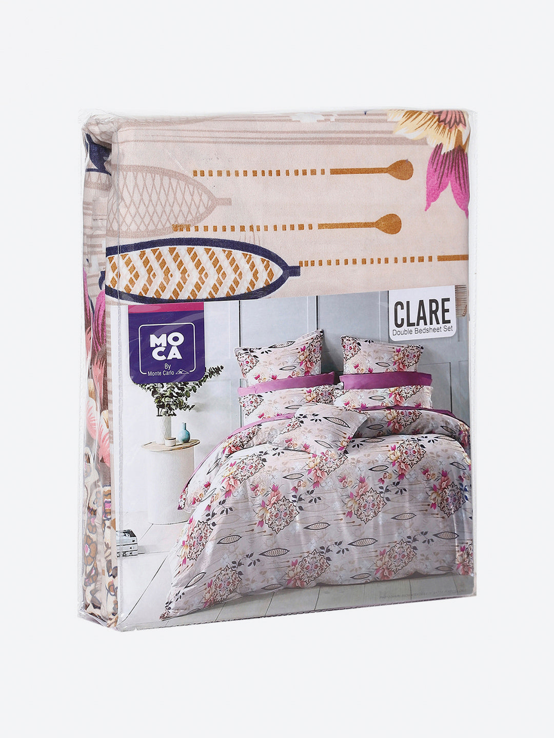 254 GSM Micro King Fitted Bed 1 Fitted Bedsheet with 2 Pillow Cover (Clare FT)