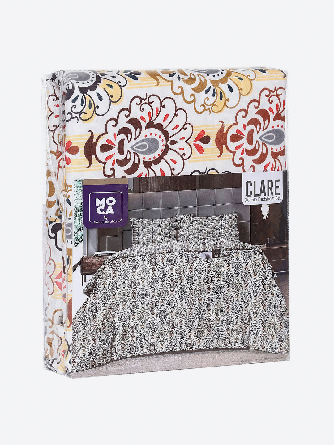 254 GSM Micro King Fitted Bed 1 Fitted Bedsheet with 2 Pillow Cover (Clare FT)