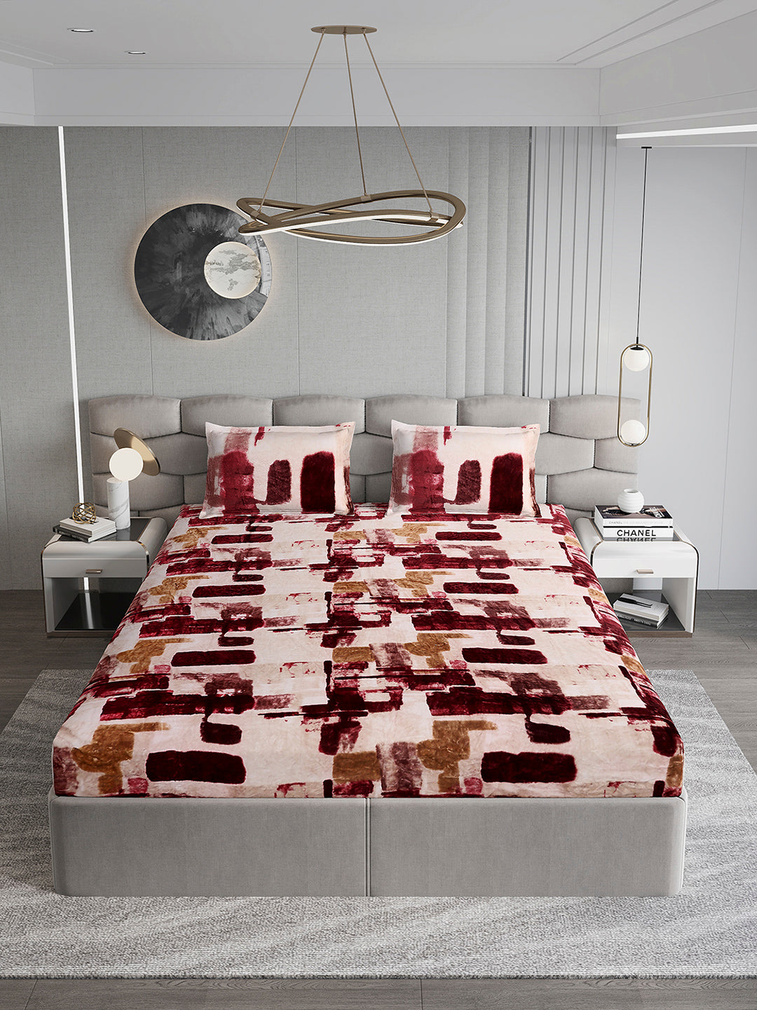 495 GSM Polyester King Bed 1 Bedsheet with 2 Pillow Cover (Gold Mine)