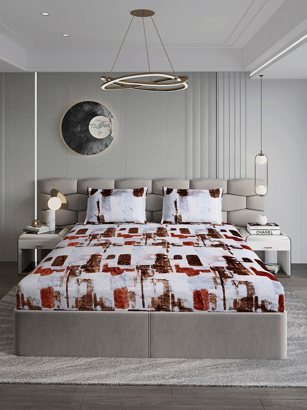 495 GSM Polyester King Bed 1 Bedsheet with 2 Pillow Cover (Gold Mine)