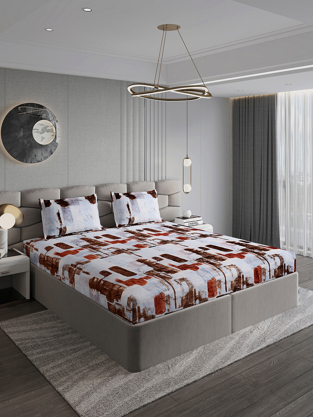 495 GSM Polyester King Bed 1 Bedsheet with 2 Pillow Cover (Gold Mine)