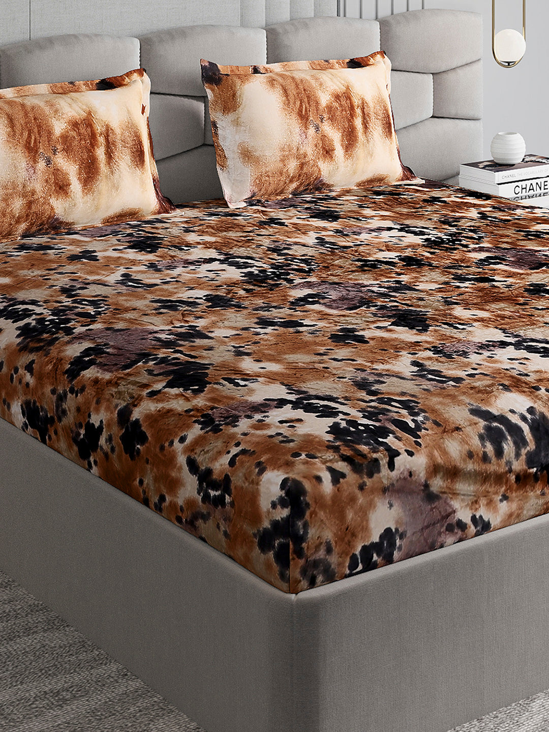 495 GSM Polyester King Bed 1 Bedsheet with 2 Pillow Cover (Gold Mine)