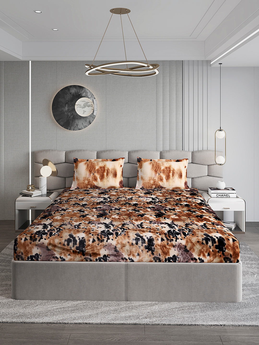 495 GSM Polyester King Bed 1 Bedsheet with 2 Pillow Cover (Gold Mine)