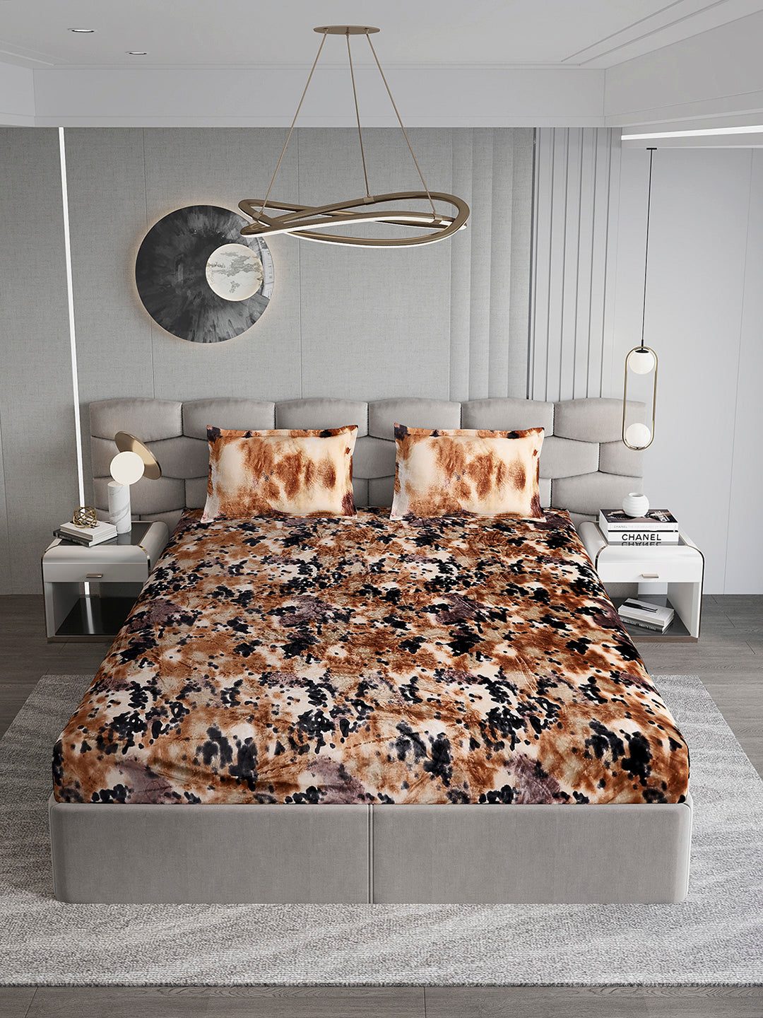 495 GSM Polyester King Bed 1 Bedsheet with 2 Pillow Cover (Gold Mine)