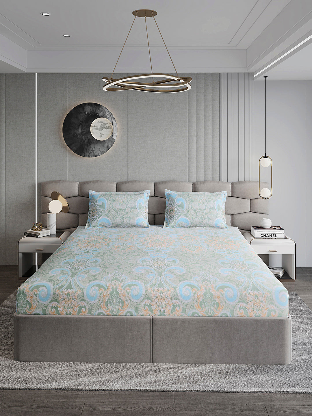 393 GSM 100% Polyester King Bed 1 Bedsheet with 2 Pillow Cover (Golden Choice)