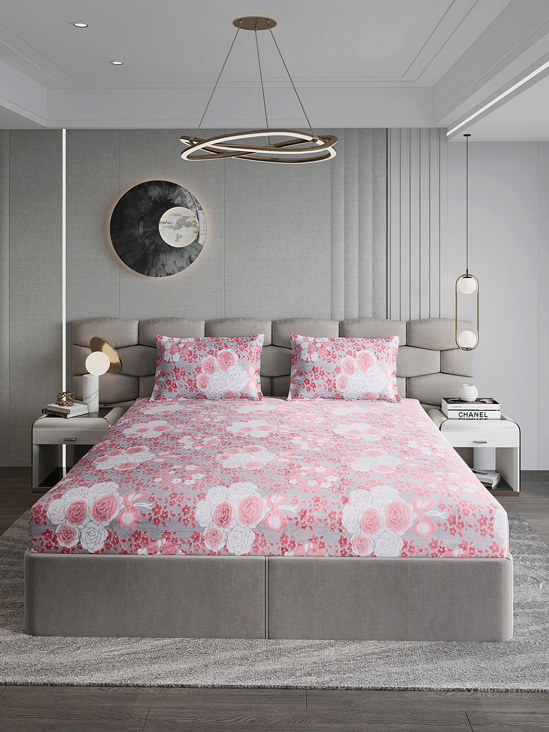 393 GSM 100% Polyester King Bed 1 Bedsheet with 2 Pillow Cover (Golden Choice)