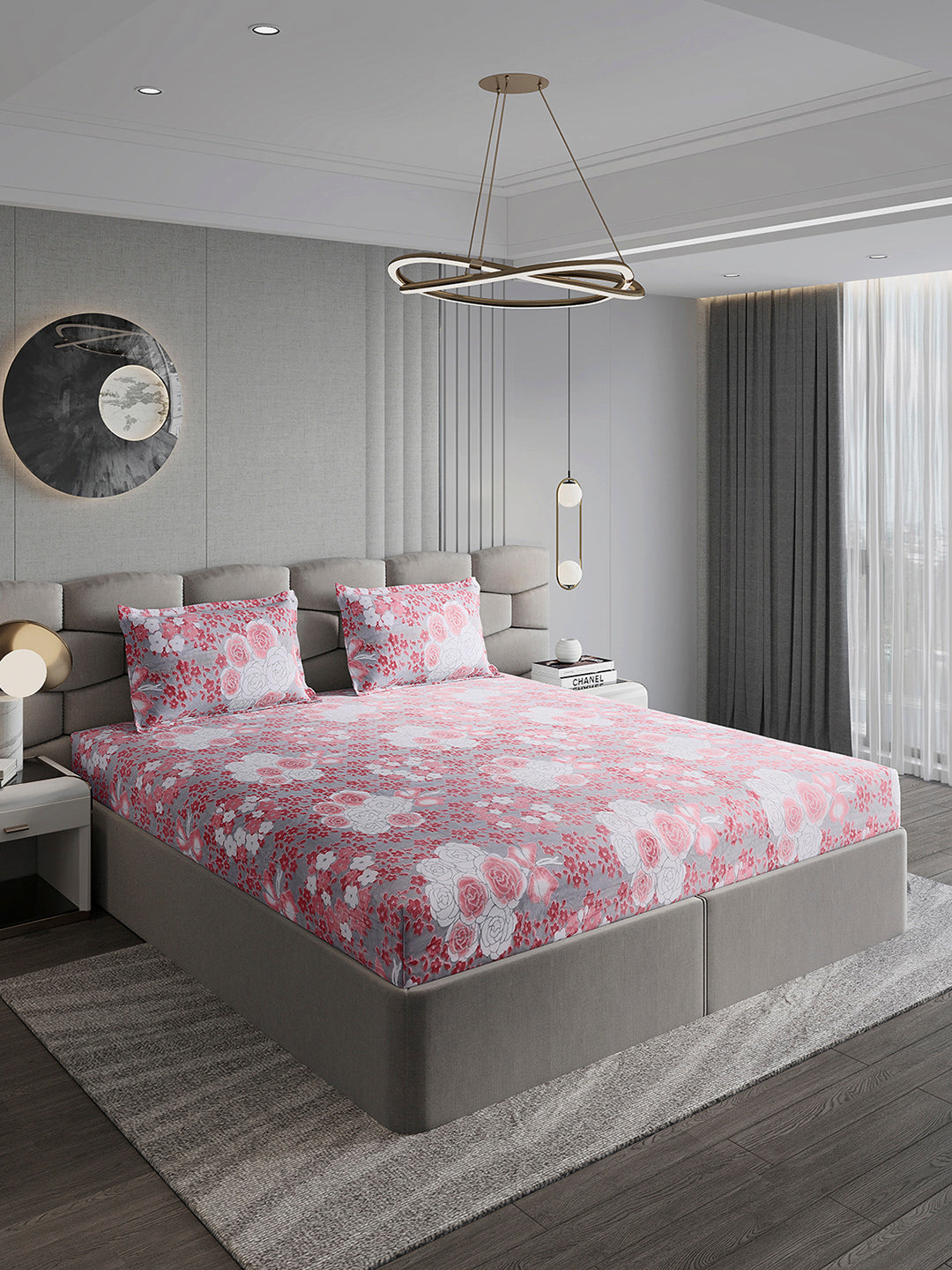 393 GSM 100% Polyester King Bed 1 Bedsheet with 2 Pillow Cover (Golden Choice)