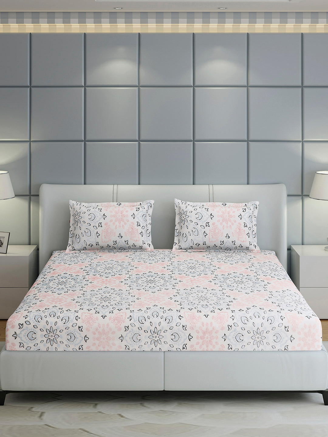 378 GSM 100% Polyester King Bed 1 Bedsheet with 2 Pillow Cover (Hill Top)