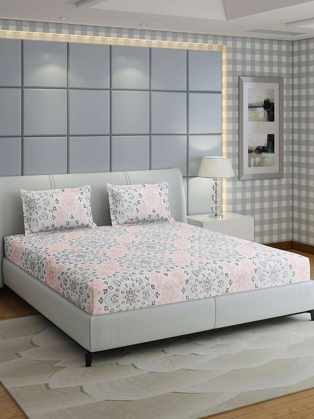 378 GSM 100% Polyester King Bed 1 Bedsheet with 2 Pillow Cover (Hill Top)