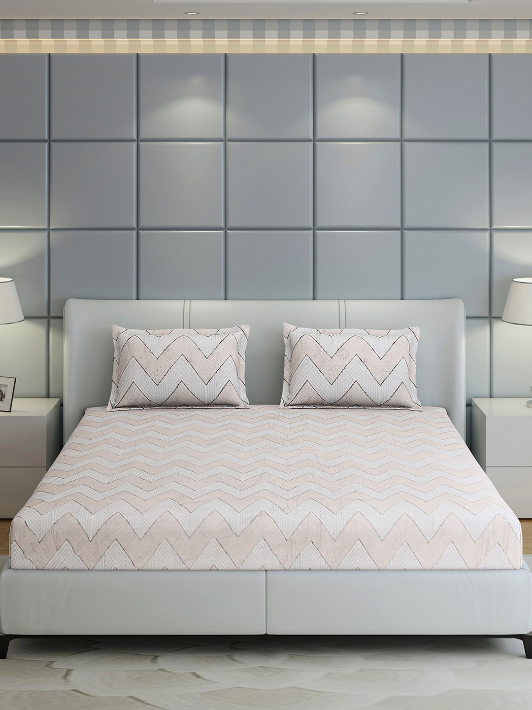 378 GSM 100% Polyester King Bed 1 Bedsheet with 2 Pillow Cover (Hill Top)