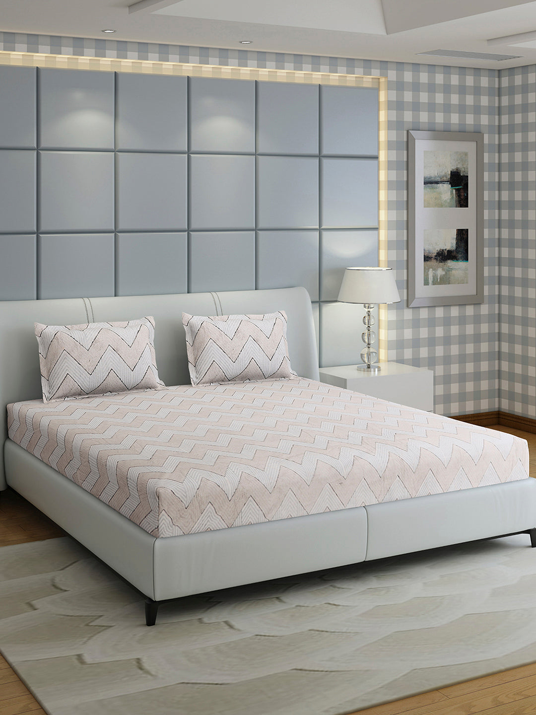 378 GSM 100% Polyester King Bed 1 Bedsheet with 2 Pillow Cover (Hill Top)