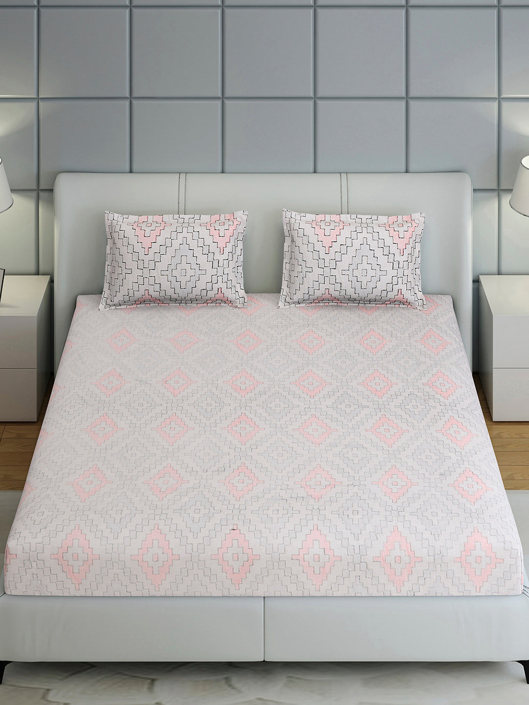 378 GSM 100% Polyester King Bed 1 Bedsheet with 2 Pillow Cover (Hill Top)