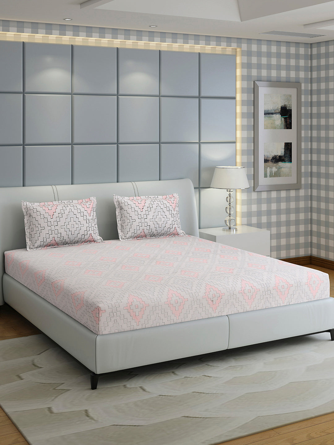 378 GSM 100% Polyester King Bed 1 Bedsheet with 2 Pillow Cover (Hill Top)