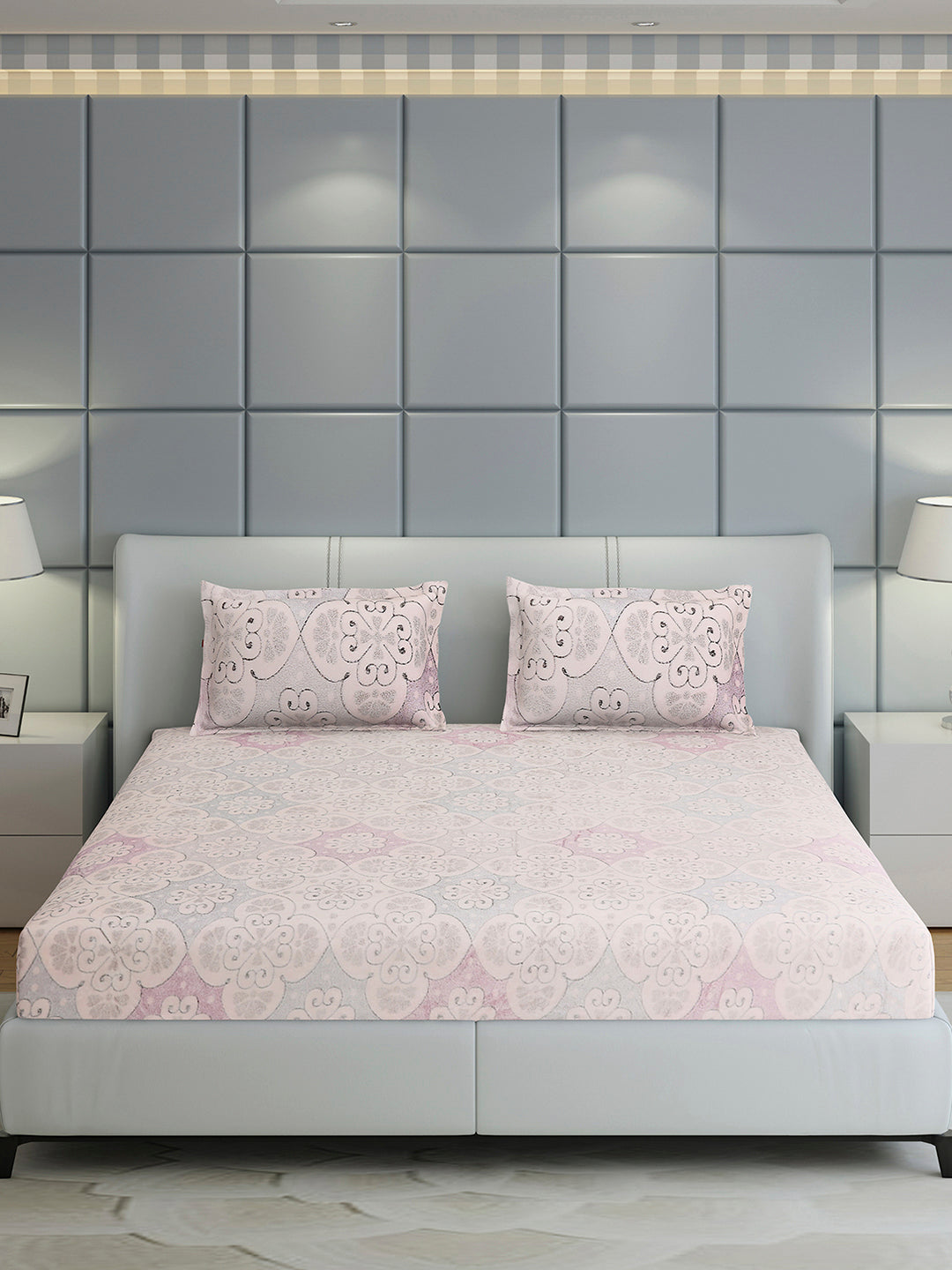 378 GSM 100% Polyester King Bed 1 Bedsheet with 2 Pillow Cover (Hill Top)