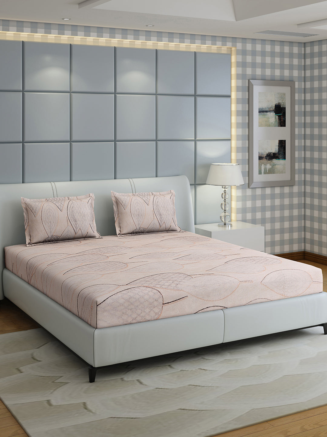 378 GSM 100% Polyester King Bed 1 Bedsheet with 2 Pillow Cover (Hill Top)