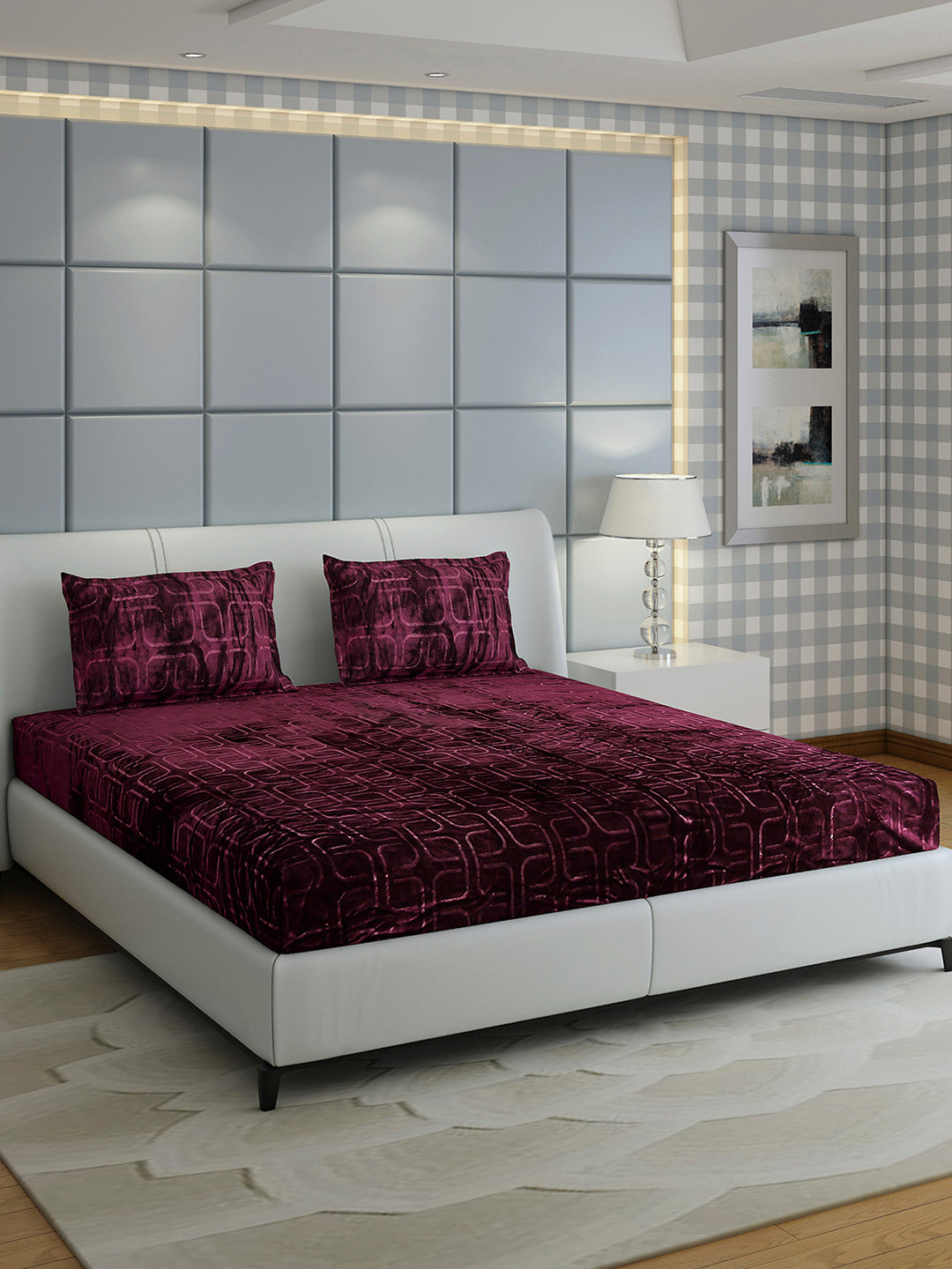 435 GSM Polyester Double Bed 1 Bedsheet with 2 Pillow Cover (Indigo)