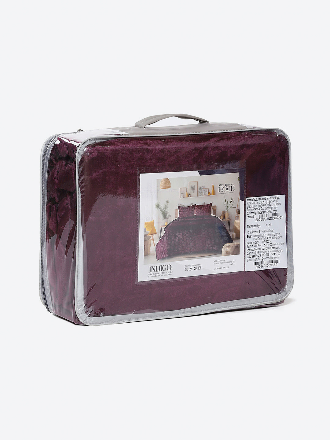 435 GSM Polyester Double Bed 1 Bedsheet with 2 Pillow Cover (Indigo)
