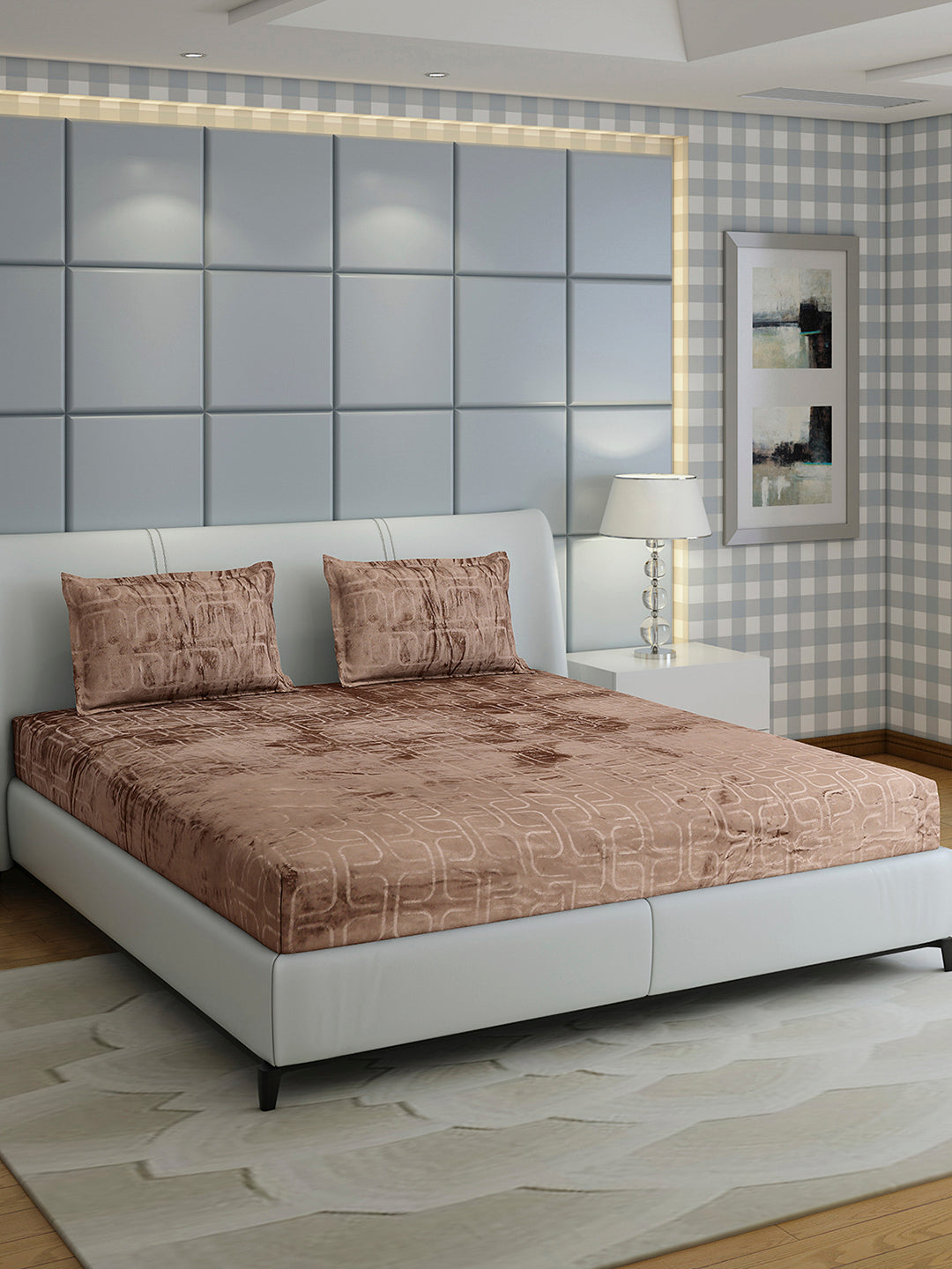 435 GSM Polyester Double Bed 1 Bedsheet with 2 Pillow Cover (Indigo)