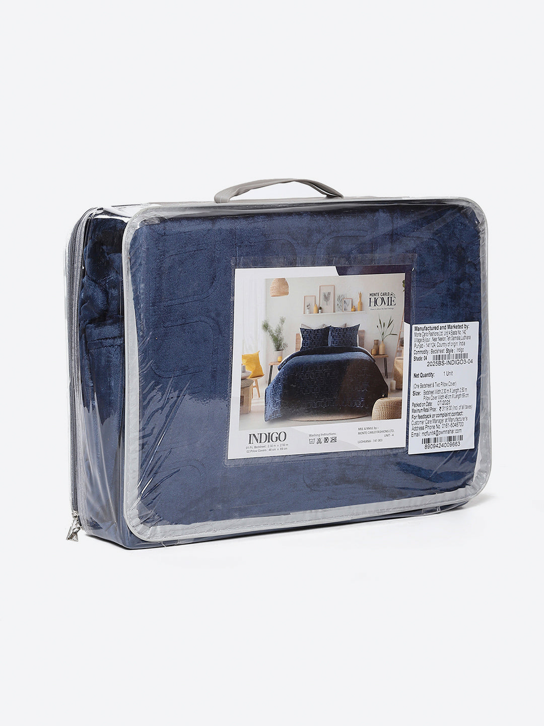 435 GSM Polyester Double Bed 1 Bedsheet with 2 Pillow Cover (Indigo)