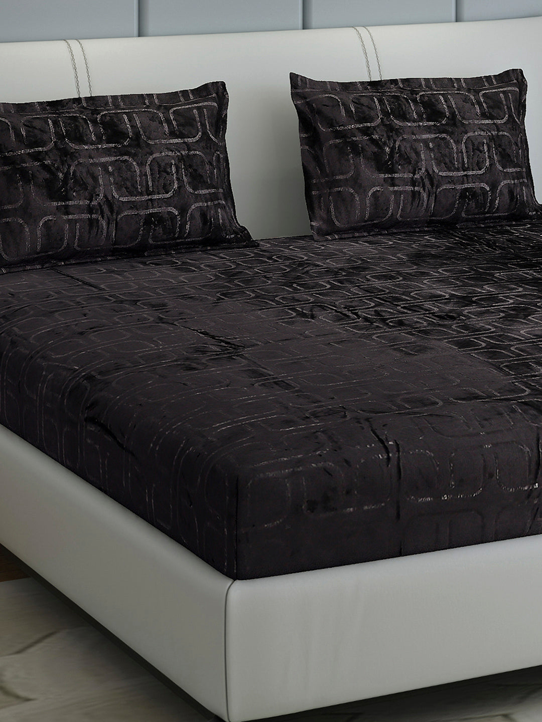 435 GSM 100% Polyester Double Bed 1 Bedsheet with 2 Pillow Cover (Indigo)