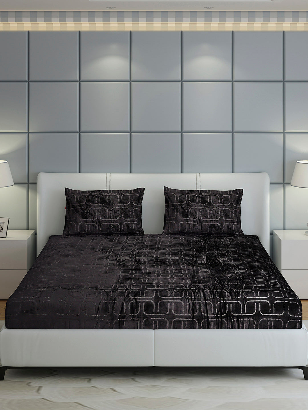 435 GSM 100% Polyester Double Bed 1 Bedsheet with 2 Pillow Cover (Indigo)