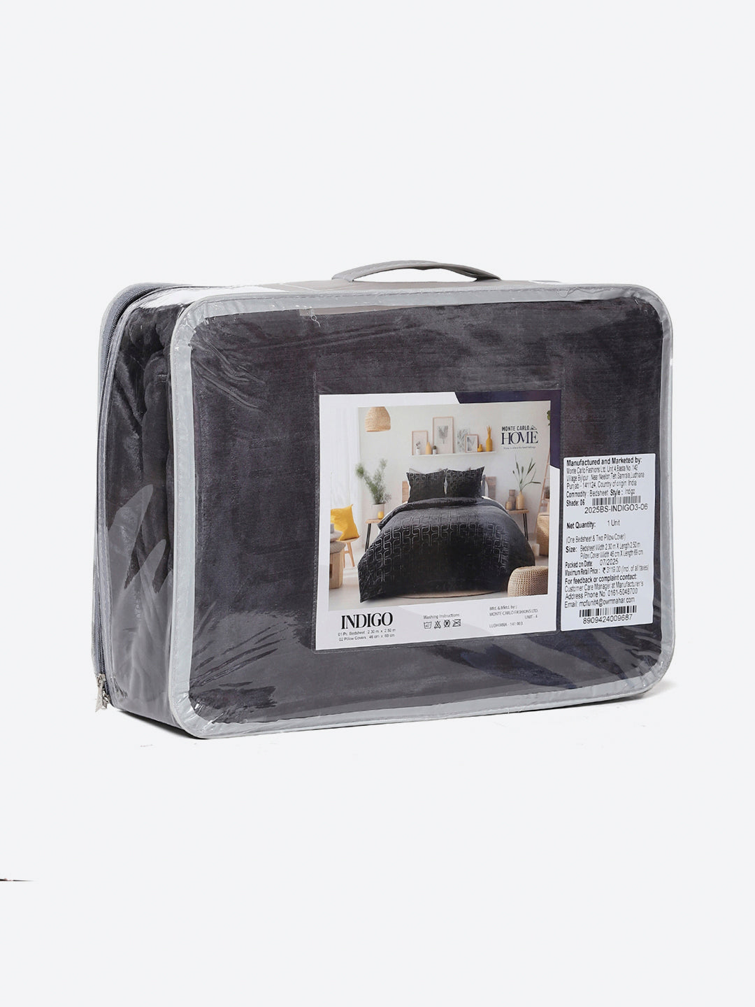 435 GSM 100% Polyester Double Bed 1 Bedsheet with 2 Pillow Cover (Indigo)