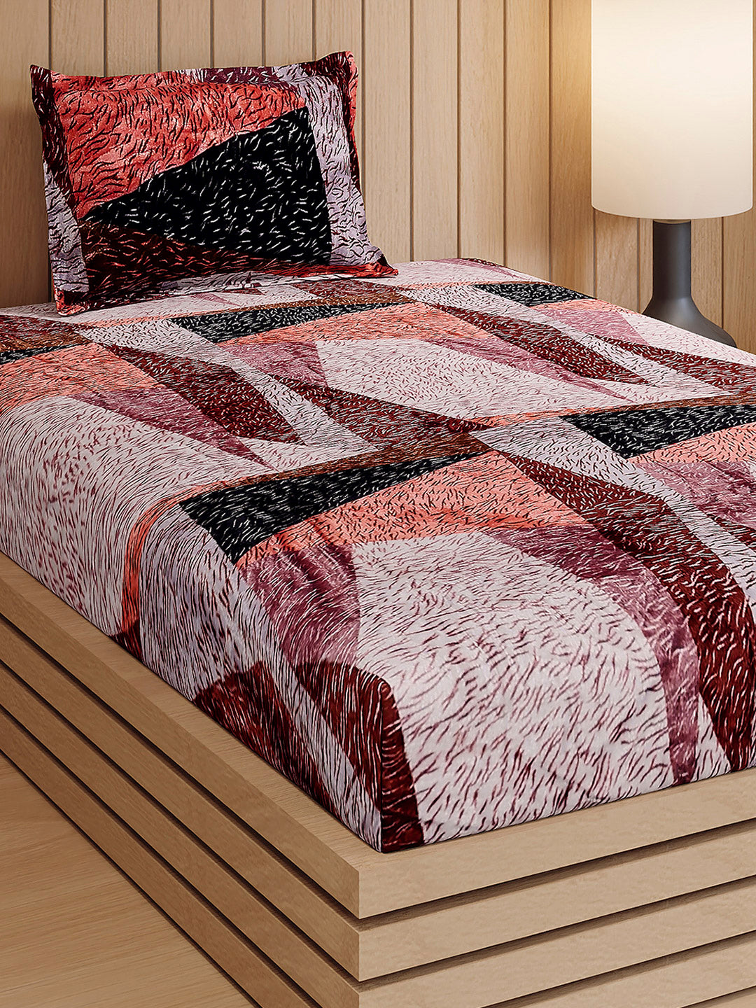 353 GSM 100% Polyester Single Bed 1 Bedsheet with 1 Pillow Cover (Ira)