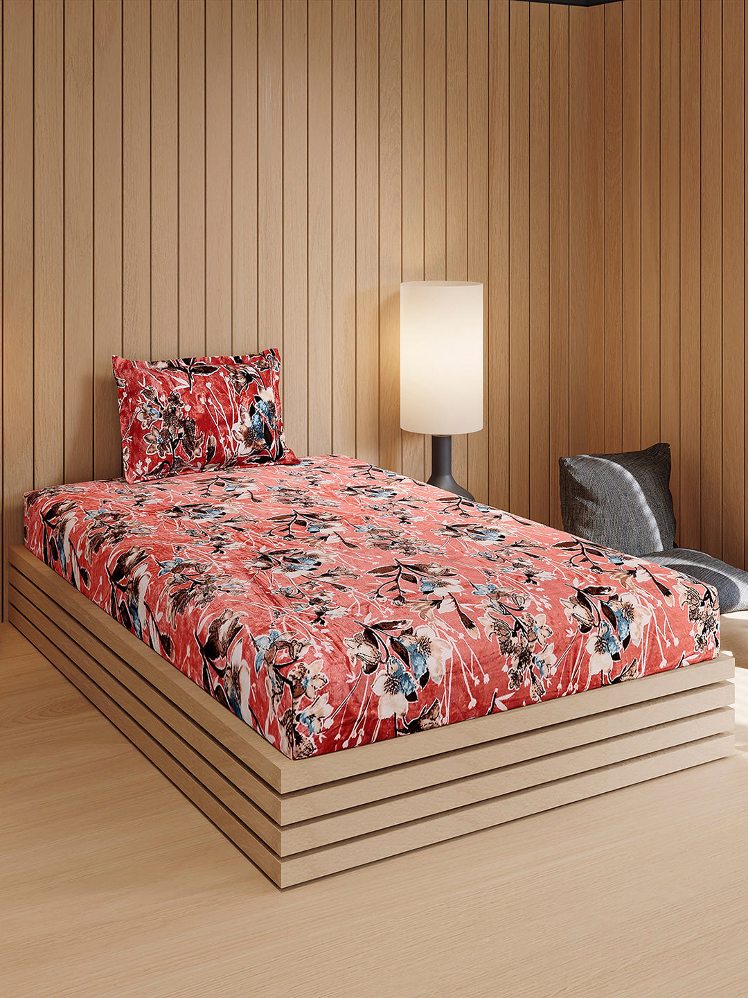 353 GSM 100% Polyester Single Bed 1 Bedsheet with 1 Pillow Cover (Ira)