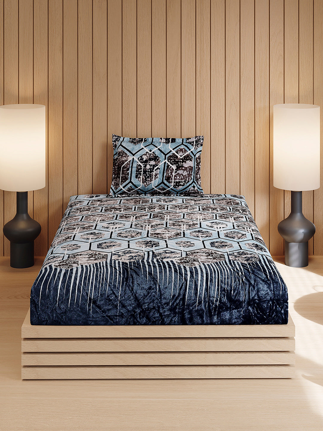 353 GSM 100% Polyester Single Bed 1 Bedsheet with 1 Pillow Cover (Ira)