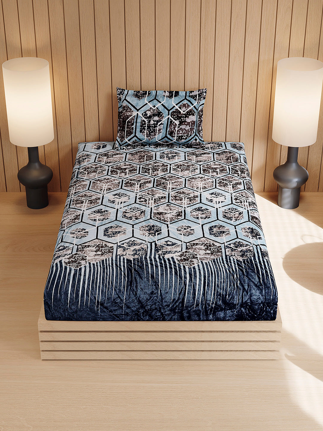 353 GSM 100% Polyester Single Bed 1 Bedsheet with 1 Pillow Cover (Ira)