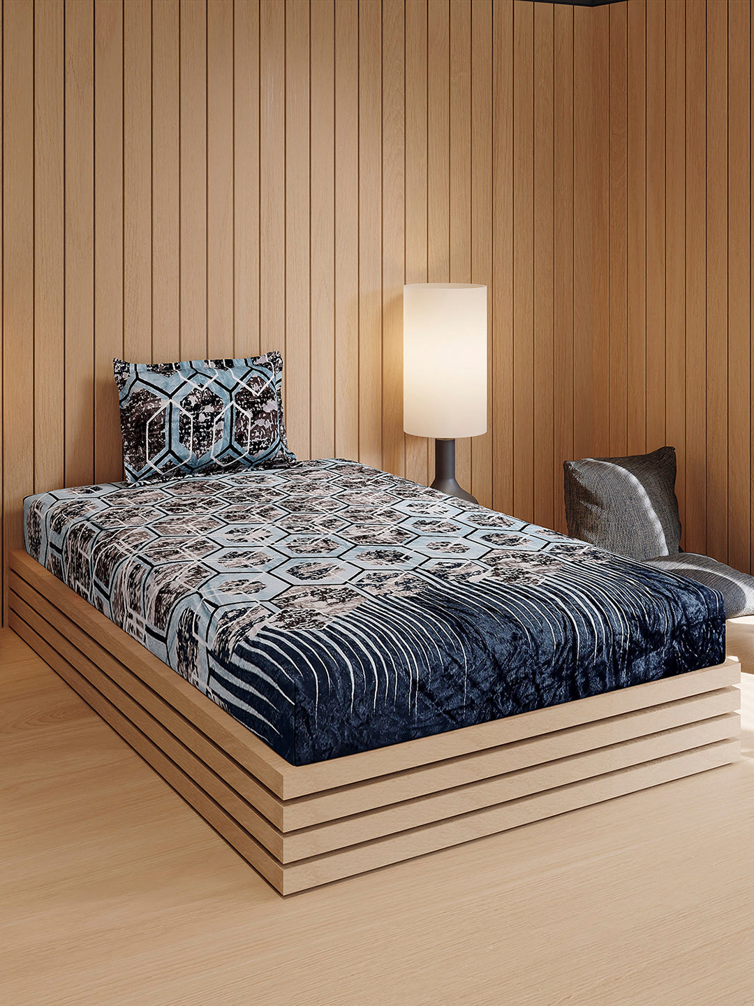 353 GSM 100% Polyester Single Bed 1 Bedsheet with 1 Pillow Cover (Ira)