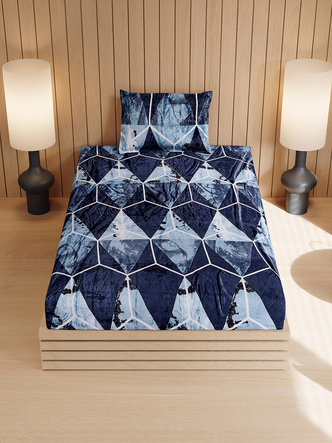 353 GSM 100% Polyester Single Bed 1 Bedsheet with 1 Pillow Cover (Ira)