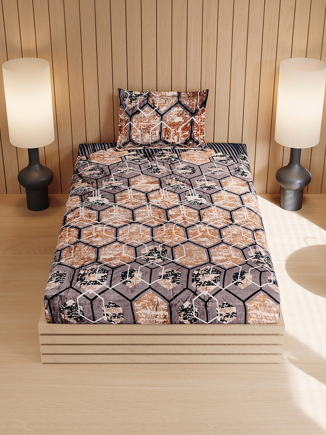 353 GSM 100% Polyester Single Bed 1 Bedsheet with 1 Pillow Cover (Ira)