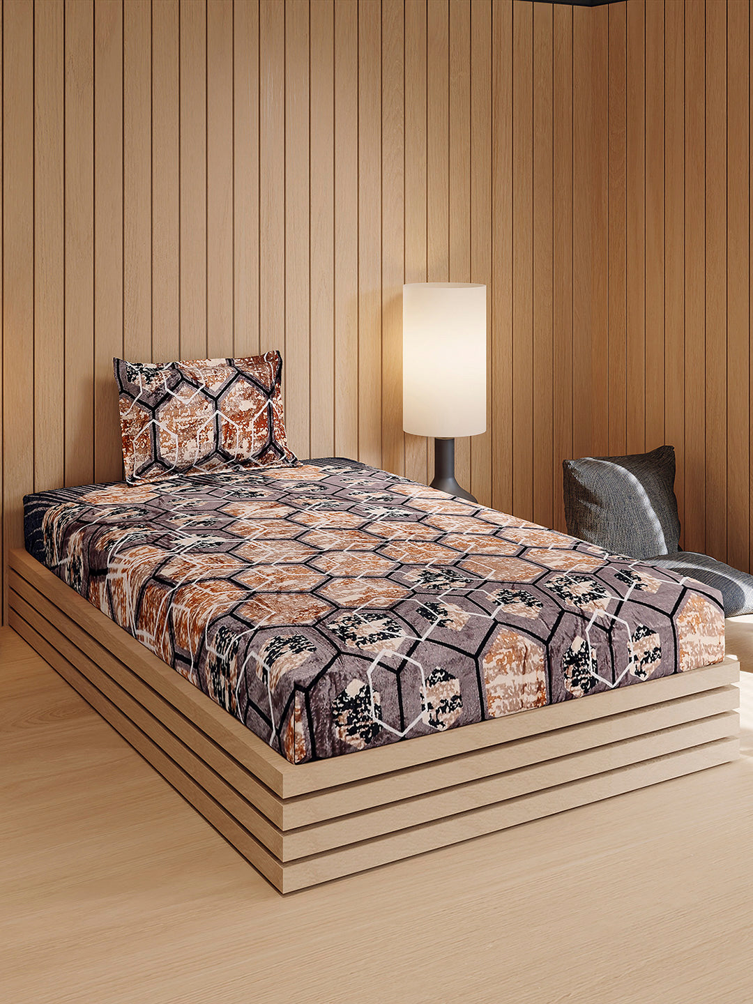 353 GSM 100% Polyester Single Bed 1 Bedsheet with 1 Pillow Cover (Ira)