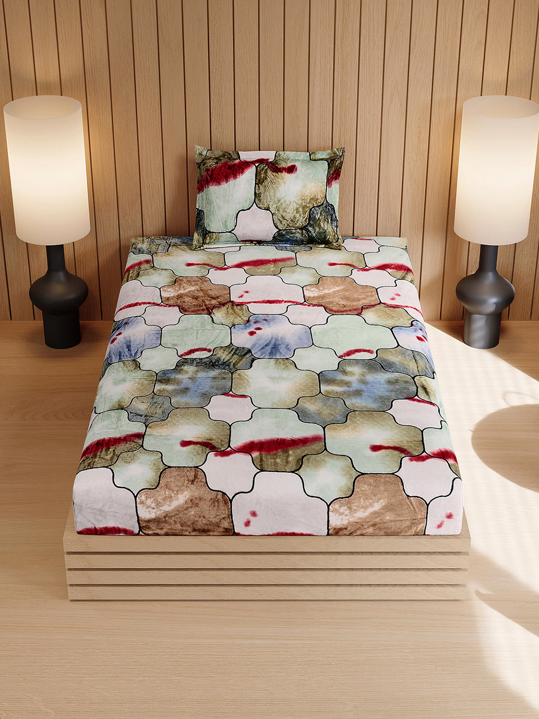 353 GSM 100% Polyester Single Bed 1 Bedsheet with 1 Pillow Cover (Ira)