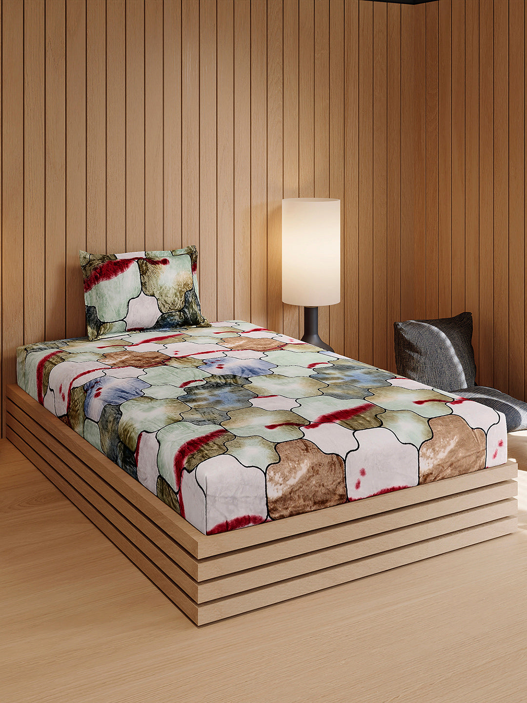 353 GSM 100% Polyester Single Bed 1 Bedsheet with 1 Pillow Cover (Ira)