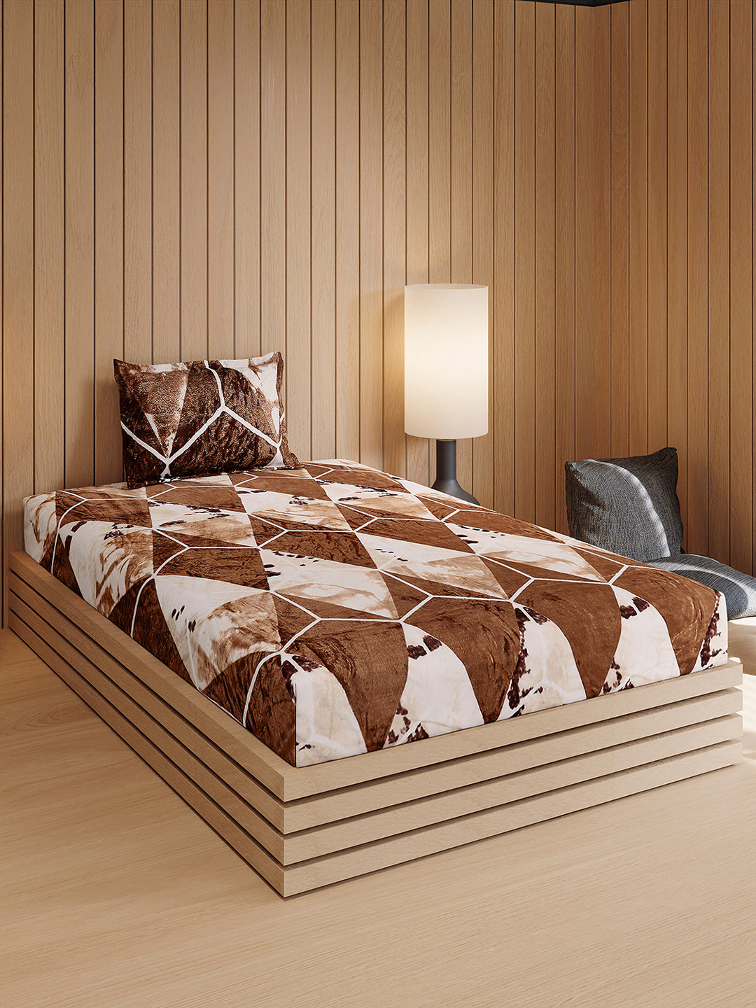 353 GSM 100% Polyester Single Bed 1 Bedsheet with 1 Pillow Cover (Ira)