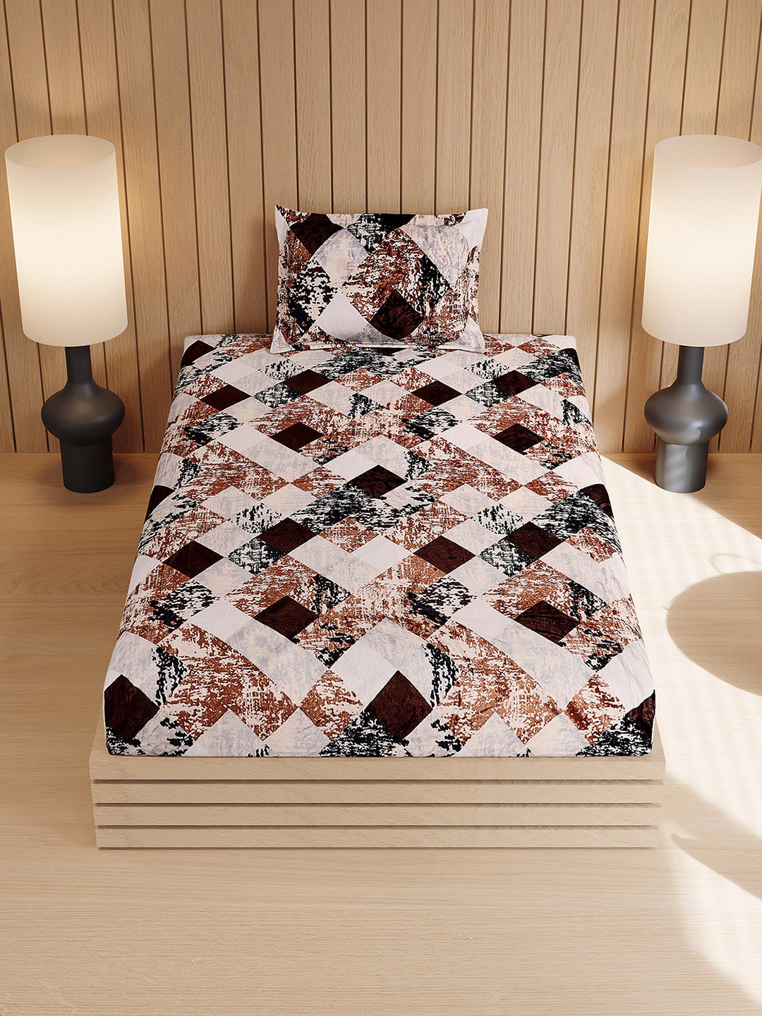 353 GSM 100% Polyester Single Bed 1 Bedsheet with 1 Pillow Cover (Ira)