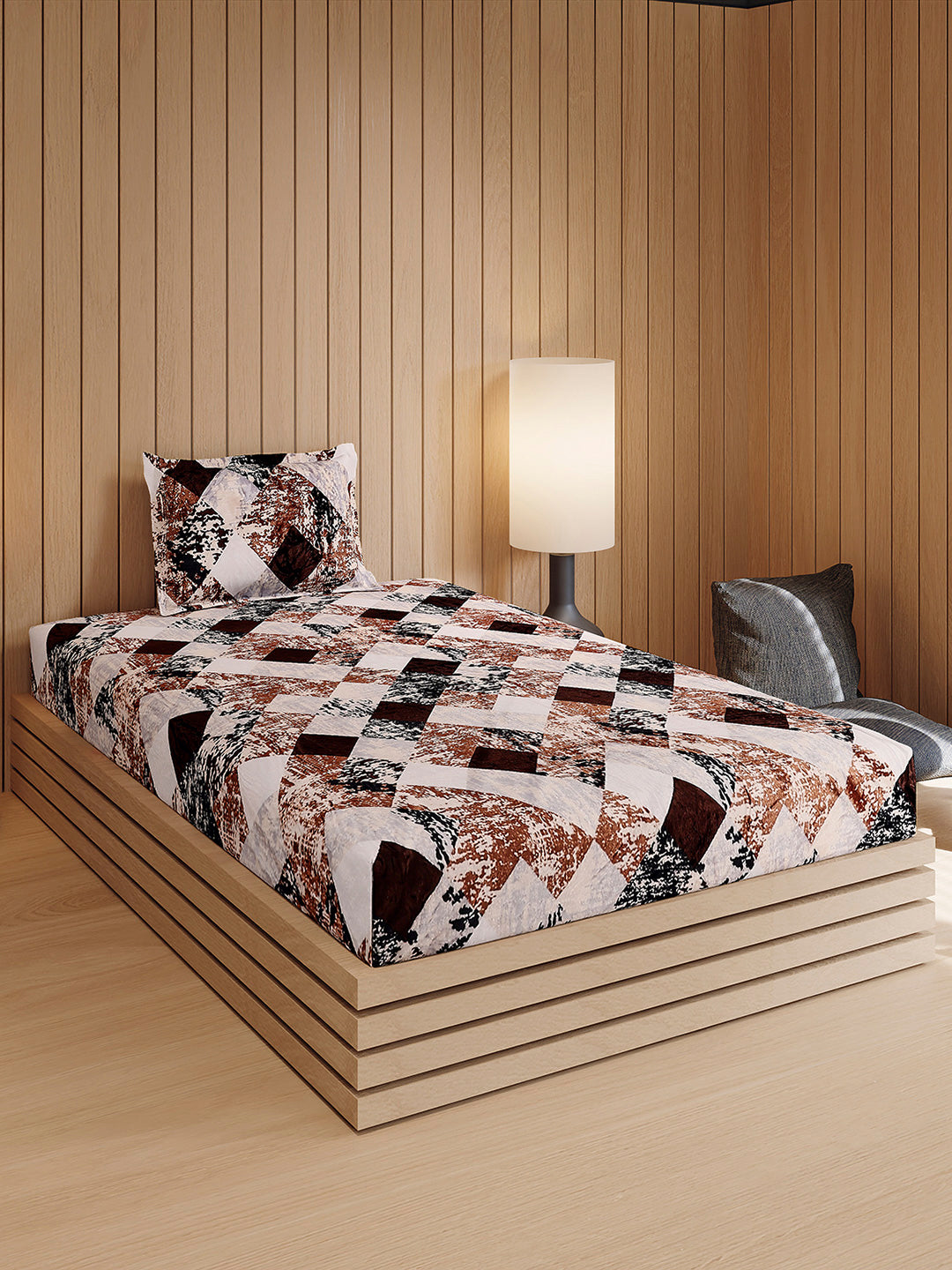 353 GSM 100% Polyester Single Bed 1 Bedsheet with 1 Pillow Cover (Ira)