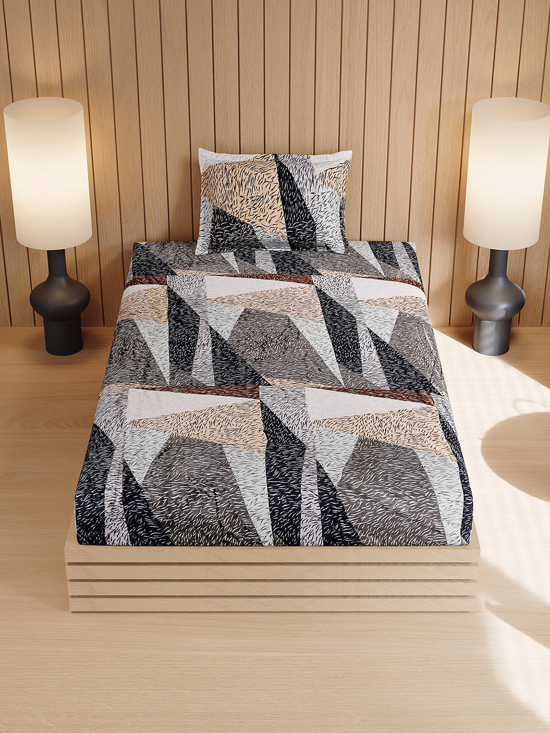 353 GSM 100% Polyester Single Bed 1 Bedsheet with 1 Pillow Cover (Ira)