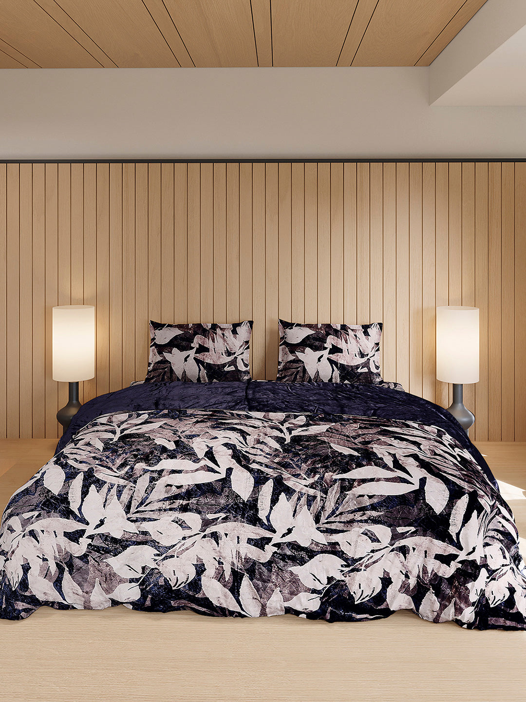 904 GSM 100% Polyester Double Bed 1 Bedsheet, 1 Duvet Cover & 2 Pillow Cover (Meteor 4 Pcs Set)